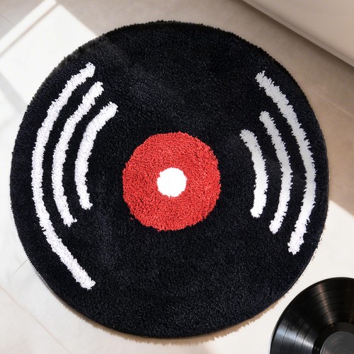 Black round vinyl - black, record