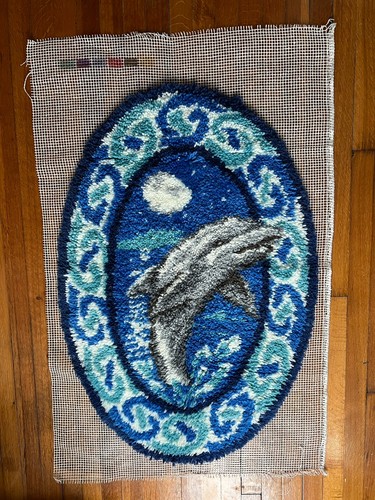 Vintage latch hook rug art - vintage,
