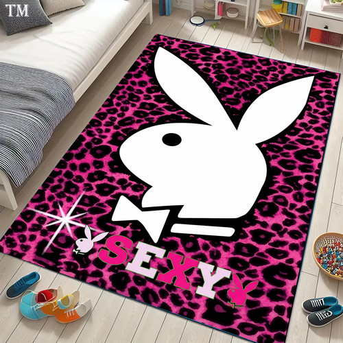 Pink leopard playboy bunny rug - leopard,