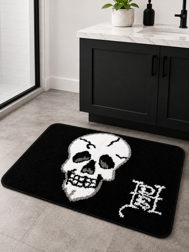 Hardy skull bath rug black - ed,