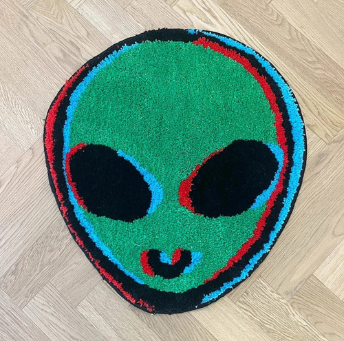 Y2k alien head rug ufo - alien,
