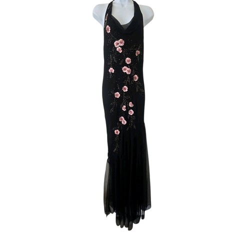 Xscape black silk beaded - black,
